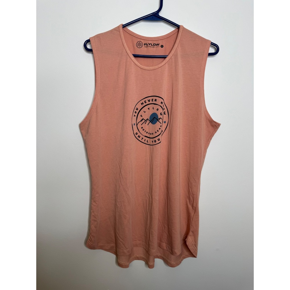 Flylow Tank Top Mens XL Peach Excellent Graphic Muscle Tee Sleeveless Tahoe